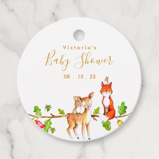 Étiquettes Cadeau Baby shower des bois (Devant)