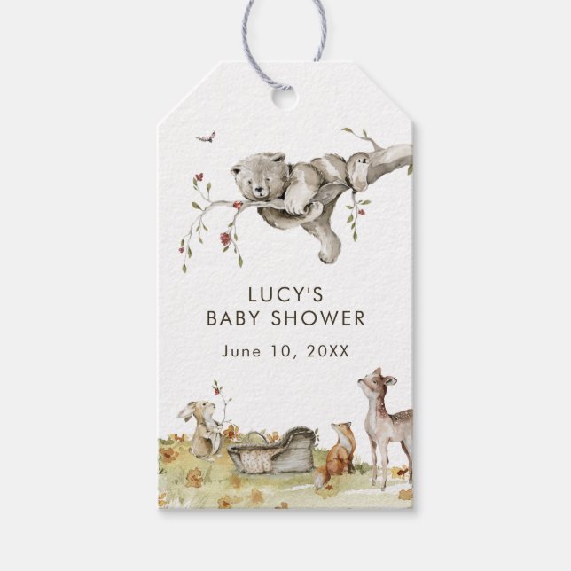 Étiquettes-cadeau Baby shower des bois (Devant)