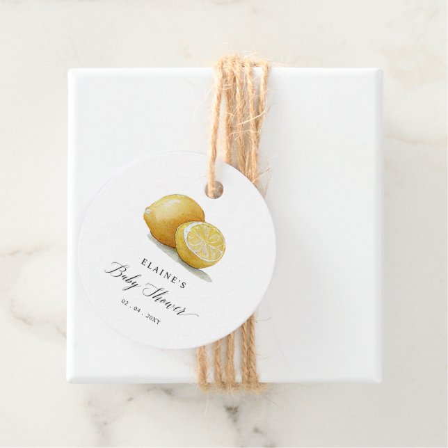 Étiquettes Cadeau Baby shower d'été Citrus de citron vert (En situation)