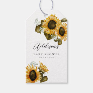 Étiquettes-cadeau Baby shower d'été de tournesol