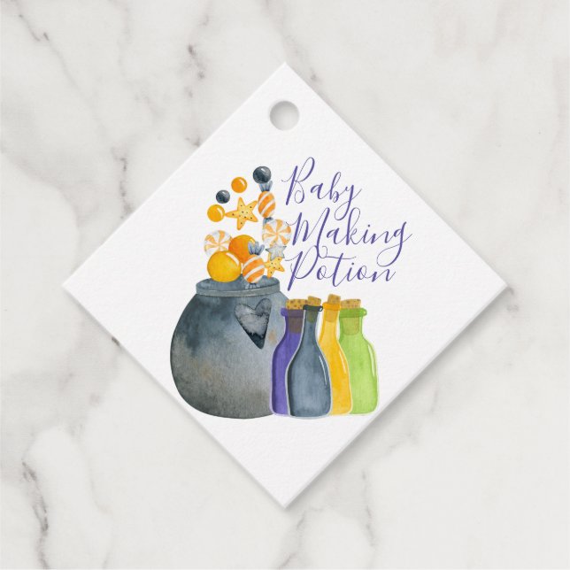 Étiquettes Cadeau Baby shower d'Halloween faire la potion (Devant)