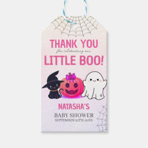 Étiquettes-cadeau Baby shower d'Halloween Pastel Pink Ghoul