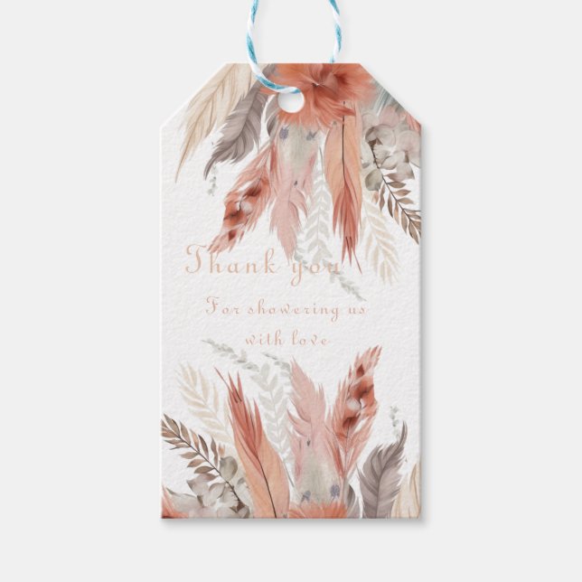 Étiquettes-cadeau Baby shower d'herbe Chic Pampas (Devant)