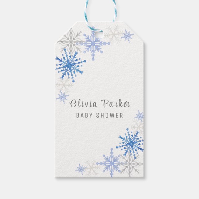 Étiquettes-cadeau Baby shower d'hiver de Flèches d'aquarelle simple (Devant)