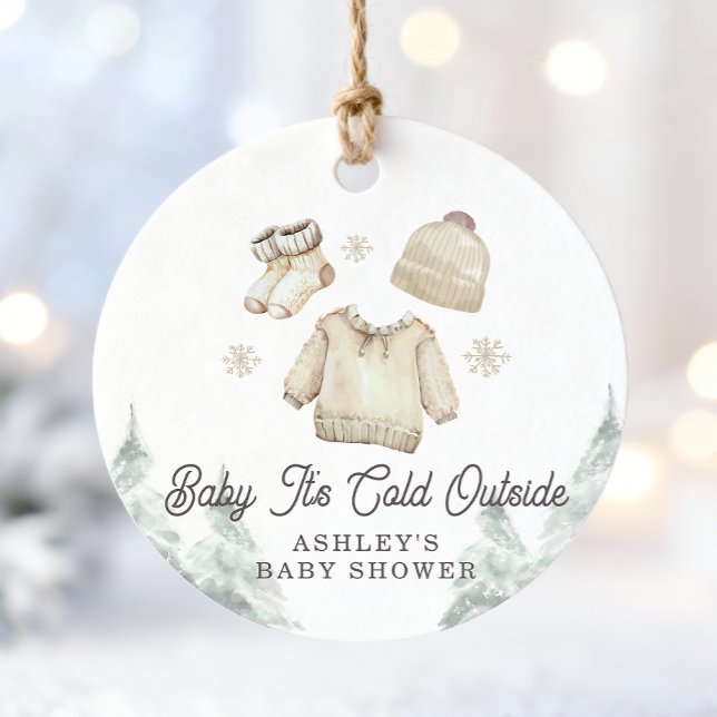 Étiquettes Cadeau Baby shower d'hiver Il fait froid à l'extérieur de (Créateur téléchargé)
