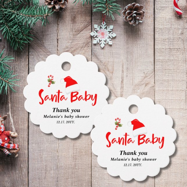 Étiquettes Cadeau Baby shower d'hiver père Noël Baby Christmas (Créateur téléchargé)