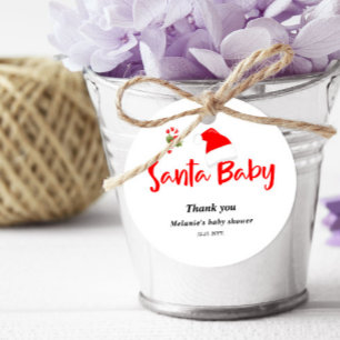Étiquettes Cadeau Baby shower d'hiver père Noël Baby Christmas