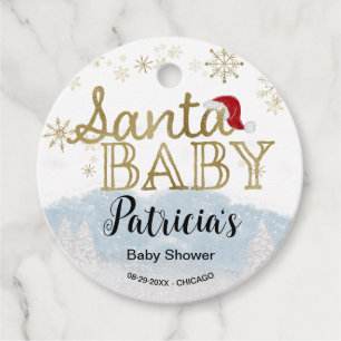 Étiquettes Cadeau Baby shower d'hiver père Noël Baby Christmas