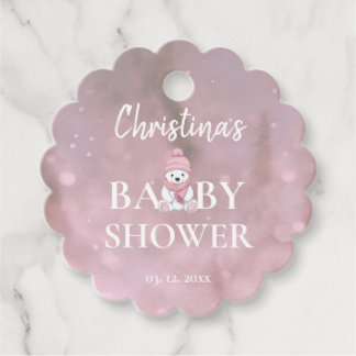 Étiquettes Cadeau Baby shower d'hiver rose fille