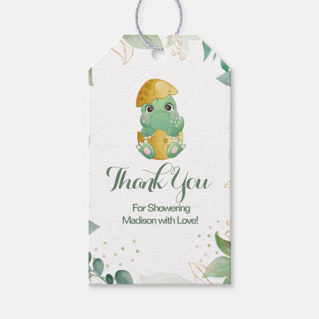 Étiquettes-cadeau Baby shower Dino Egg (Devant)