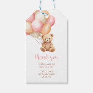 Étiquettes-cadeau Baby shower d'ours de balloon rose Boho Favoriser
