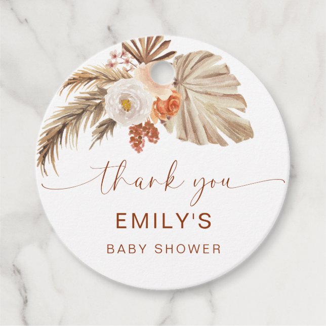 Étiquettes Cadeau Baby shower du désert de Merci de Pampas Grass Boh (Devant)