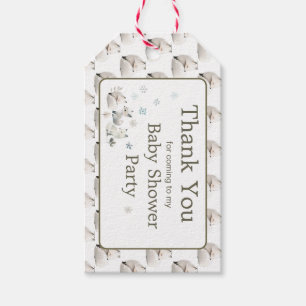 Étiquettes-cadeau Baby shower du loup arctique d'hiver
