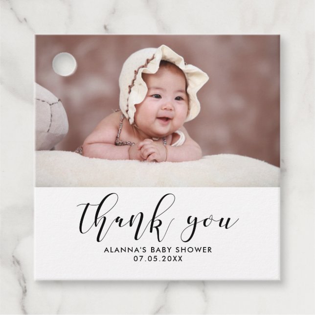 Étiquettes Cadeau Baby shower élégant merci (Devant)