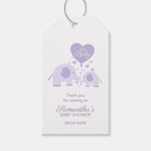 Étiquettes-cadeau Baby shower Eléphant mignon violet Favoriser Merci