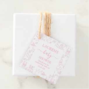 Étiquettes Cadeau Baby shower en toile rose fille