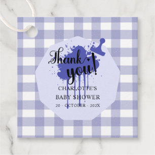 Étiquettes Cadeau Baby shower En vichy Cute Pastel Navy