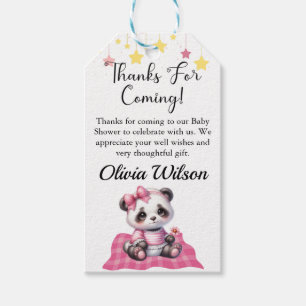 Étiquettes-cadeau Baby shower Favoriser Tags, Panda Rose Thème