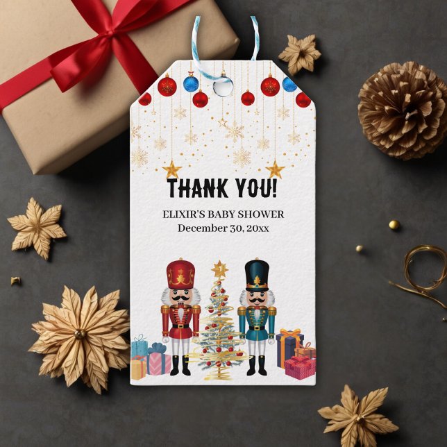 Étiquettes-cadeau Baby shower Festif Nutcracker Ornaments (Créateur téléchargé)
