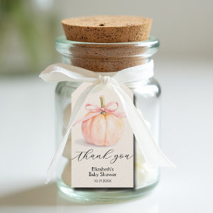 Étiquettes-cadeau Baby Shower Fille Petit Citrouille Ruban Rose