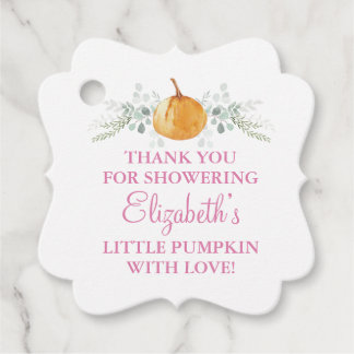 Étiquettes Cadeau Baby Shower Fille Petite Citrouille Personnalisée 