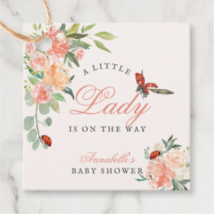 Étiquettes Cadeau Baby shower fille Rose de la petite dame Ladybug
