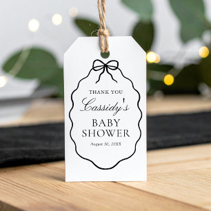 Étiquettes-cadeau Baby Shower Fille Ruban Noir Vintage