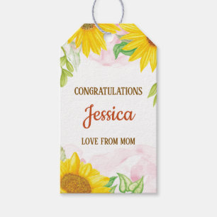 Étiquettes-cadeau Baby Shower Fleur de Tournesol Joli