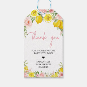 Étiquettes-cadeau Baby shower Fleur Rose Citron Favoriser les étique