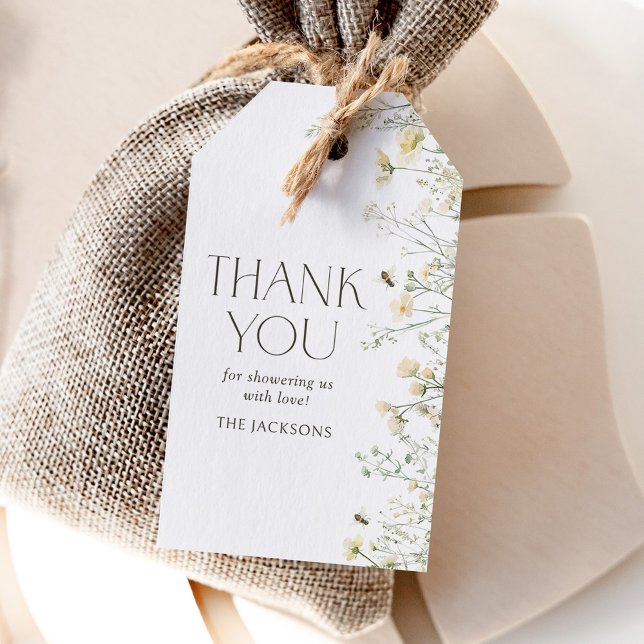 Étiquettes-cadeau Baby shower fleur sauvage Bee (Créateur téléchargé)