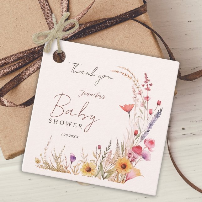 Étiquettes Cadeau Baby shower fleur sauvage Boho (Créateur téléchargé)