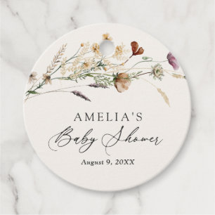 Étiquettes Cadeau Baby shower Fleur sauvage Boho Fall