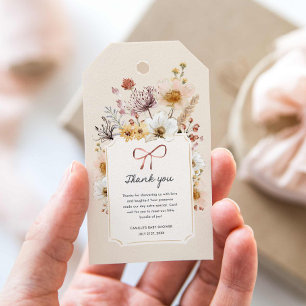 Étiquettes-cadeau Baby shower Fleur sauvage Boho Merci