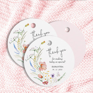 Étiquettes Cadeau Baby shower fleur sauvage Merci