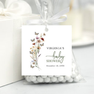 Étiquettes Cadeau Baby shower Fleur sauvage Sage Green Boho