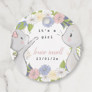 Étiquettes Cadeau baby shower floral bébé lapin