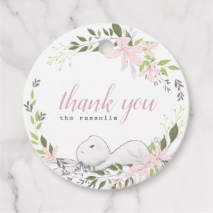 Étiquettes Cadeau baby shower floral bébé lapin