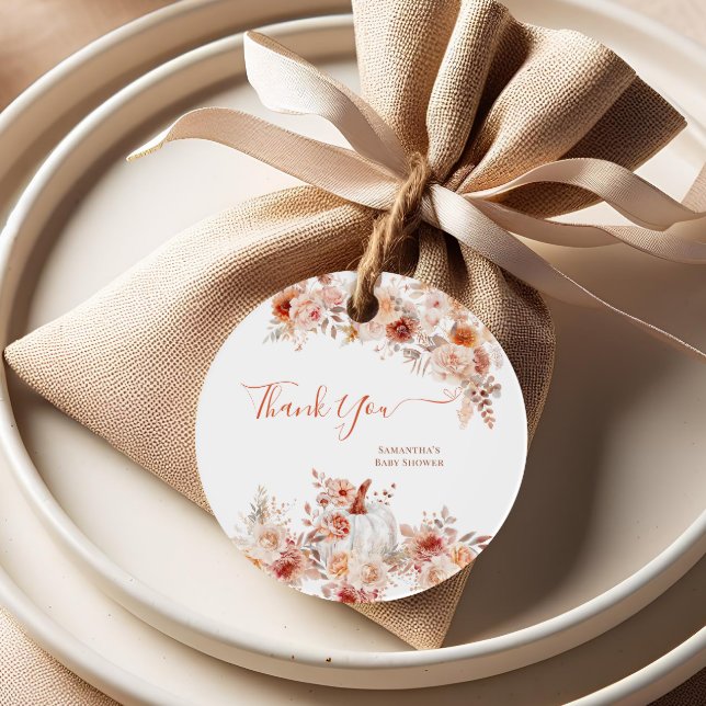 Étiquettes Cadeau Baby shower floral de Little Citrouille Fall (Créateur téléchargé)