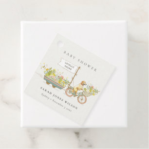 Étiquettes Cadeau Baby shower Floral Golden Retriever cultivé locale