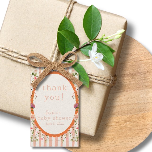 Étiquettes-cadeau Baby shower Floral Jardin à Grandes Pink (Créateur téléchargé)
