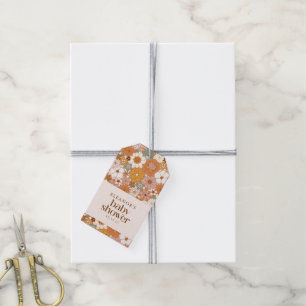 Étiquettes-cadeau Baby shower Floral Retro Terracotta Boho
