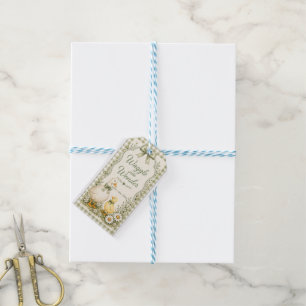 Étiquettes-cadeau Baby shower floral vert sauge modifiable
