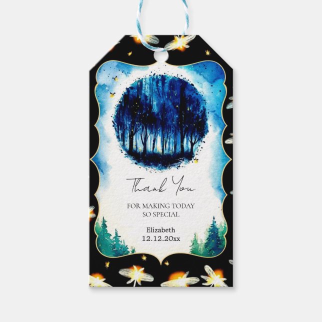 Étiquettes-cadeau Baby shower forestier simple enchâssé (Devant)