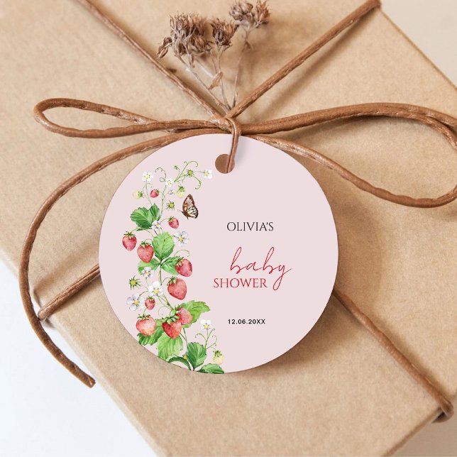Étiquettes Cadeau Baby Shower Fraise (Créateur téléchargé)