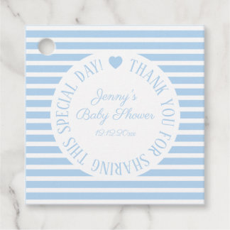 Étiquettes Cadeau Baby shower Garçon Merci bleu Favoriser Coeur mode