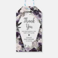 Étiquettes-cadeau Baby shower gothique floral pourpre Favoriser les 
