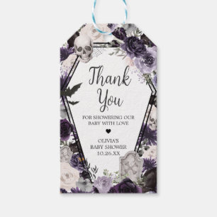 Étiquettes-cadeau Baby shower gothique floral pourpre Favoriser les
