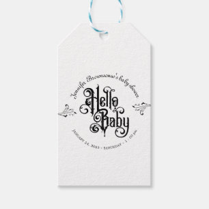 Étiquettes-cadeau Baby Shower Gothique Sombre Bonjour Merci