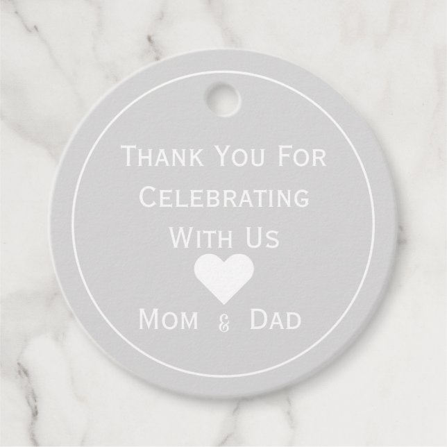 Étiquettes Cadeau Baby shower gris clair et blanc (Devant)