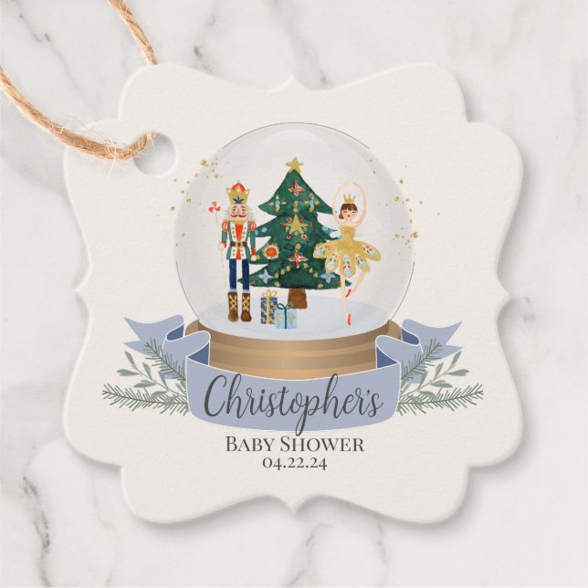 Étiquettes Cadeau baby shower hivernal de noix de cou (Devant)
